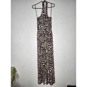 INC International Concepts halter leopard jumpsuit extra small wide leg
